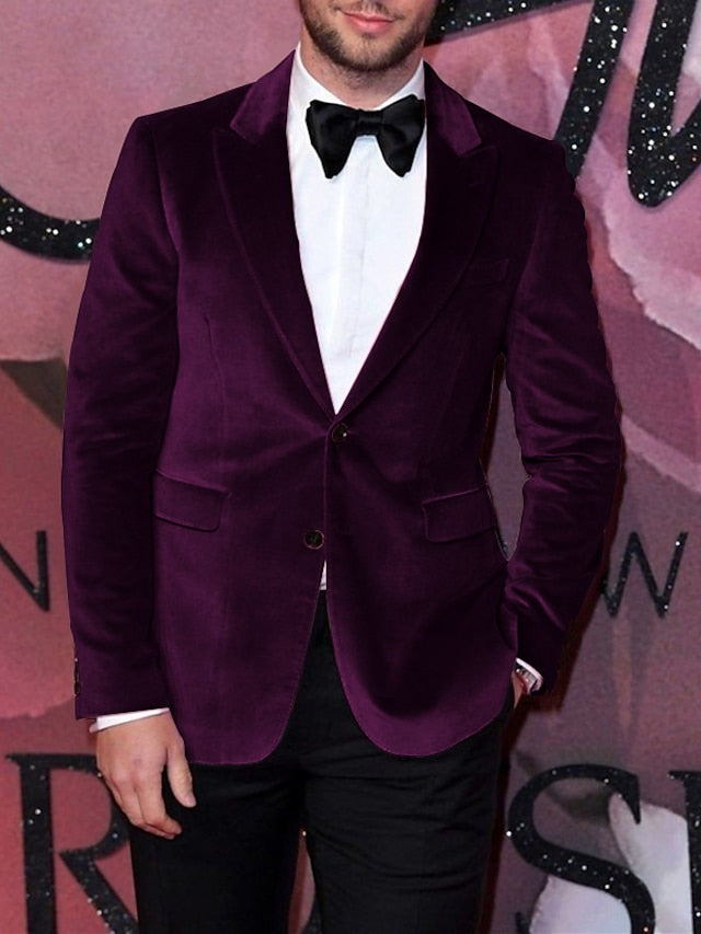 Men's Tailored Fit Single Breasted Two-buttons Blazer Jacket Purple