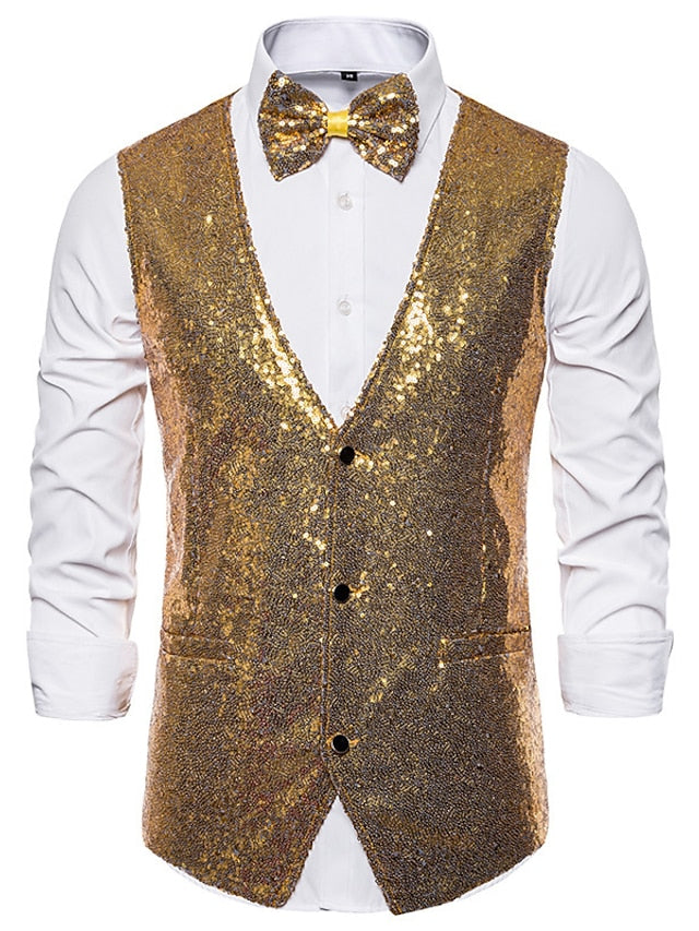 Men's Classic Single Breasted Three-buttons Vest Gold