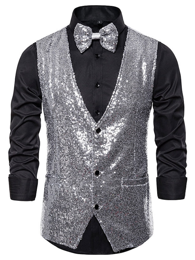 Men's Classic Single Breasted Three-buttons Vest Silver