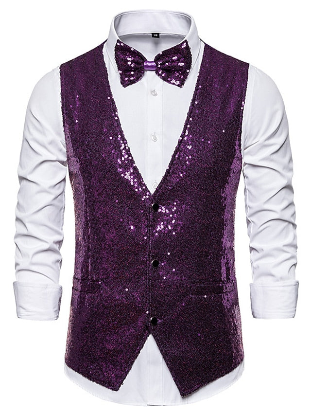 Men's Classic Single Breasted Three-buttons Vest Purple