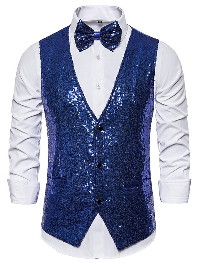 Men's Classic Single Breasted Three-buttons Vest Blue