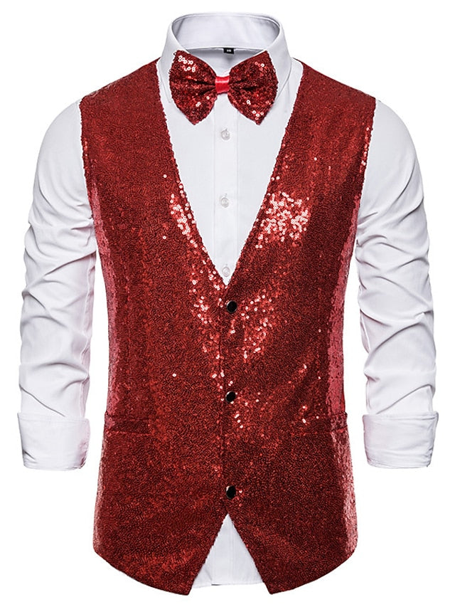 Men's Classic Single Breasted Three-buttons Vest Red