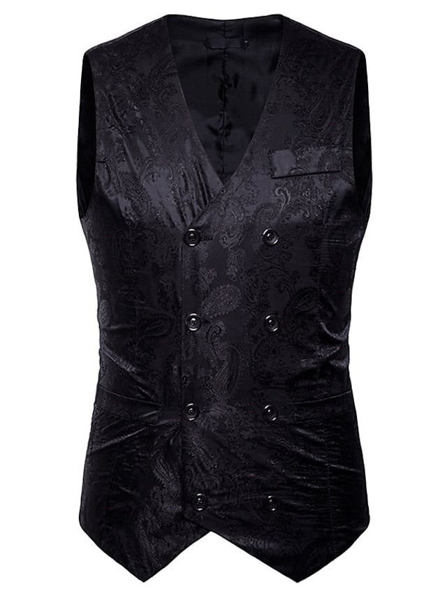 Men's Business Double Breasted More-buttons Vest Black