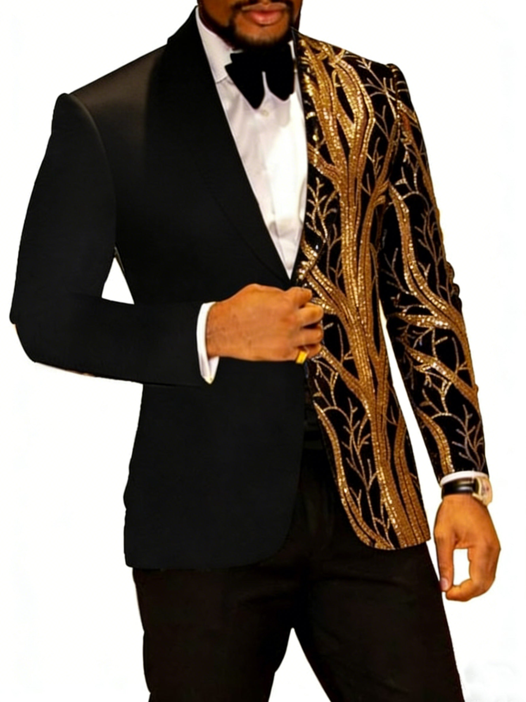 Men's Standard Fit Single Breasted One-button 2 Pieces Party Suits Gold