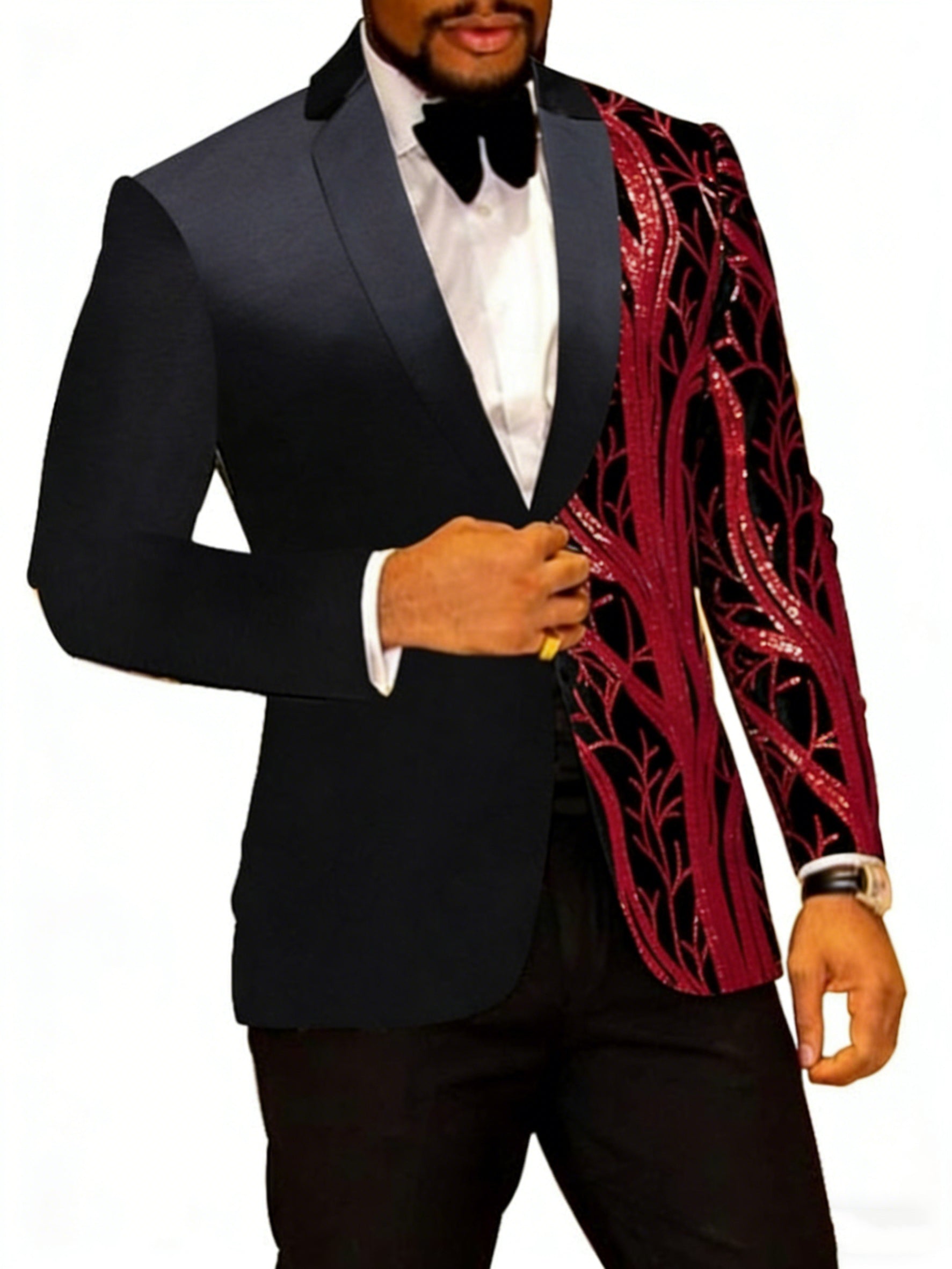 Men's Standard Fit Single Breasted One-button 2 Pieces Party Suits Red