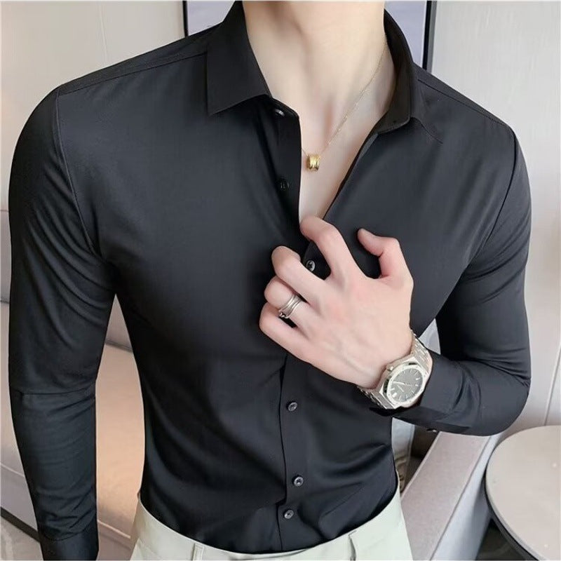 Men's Standard Fit Long Sleeve Classic Shirt Black