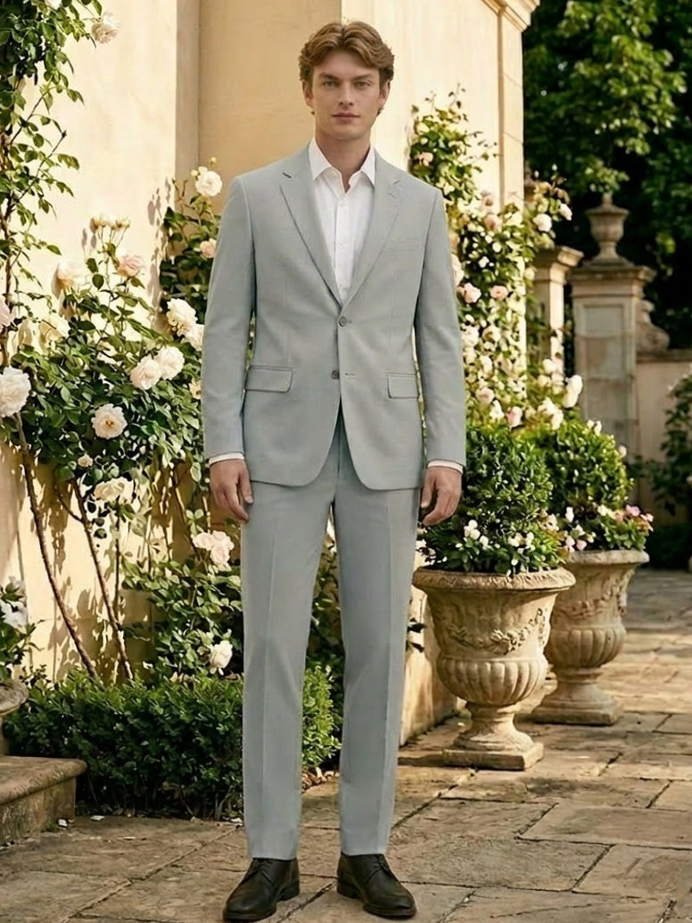 Men's Tailored Suit Jacket, 2-Piece, Fitted and Stretchable for Comfort Light Grey