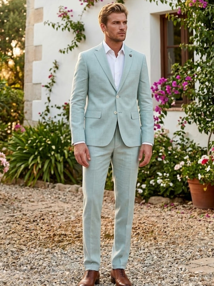 2-Piece Men's Suit, Light Green with 2 Buttons Light Green