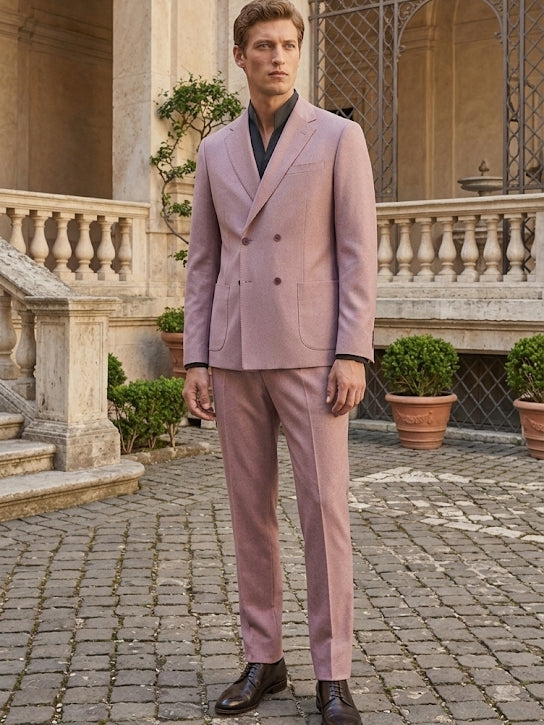 2-Piece Men's Double-Breasted Purple Suit Purple