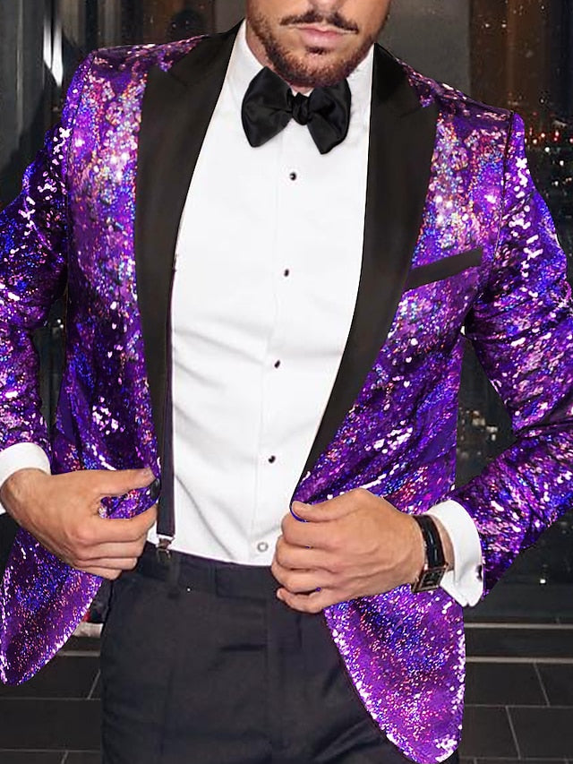 Men's Tailored Fit Single Breasted One-button Party Jacket Purple