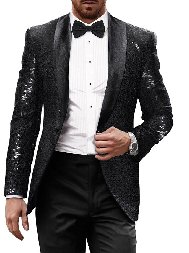 Men's Tailored Fit Single Breasted One-button Party Jacket Black