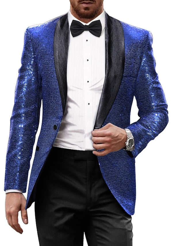 Men's Tailored Fit Single Breasted One-button Party Jacket Royal Blue