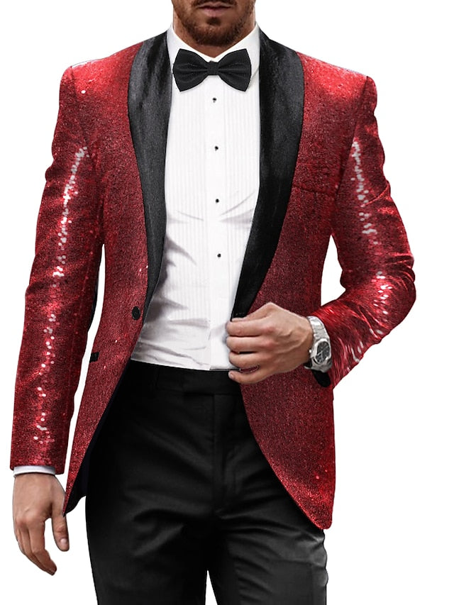 Men's Tailored Fit Single Breasted One-button Party Jacket Burgundy