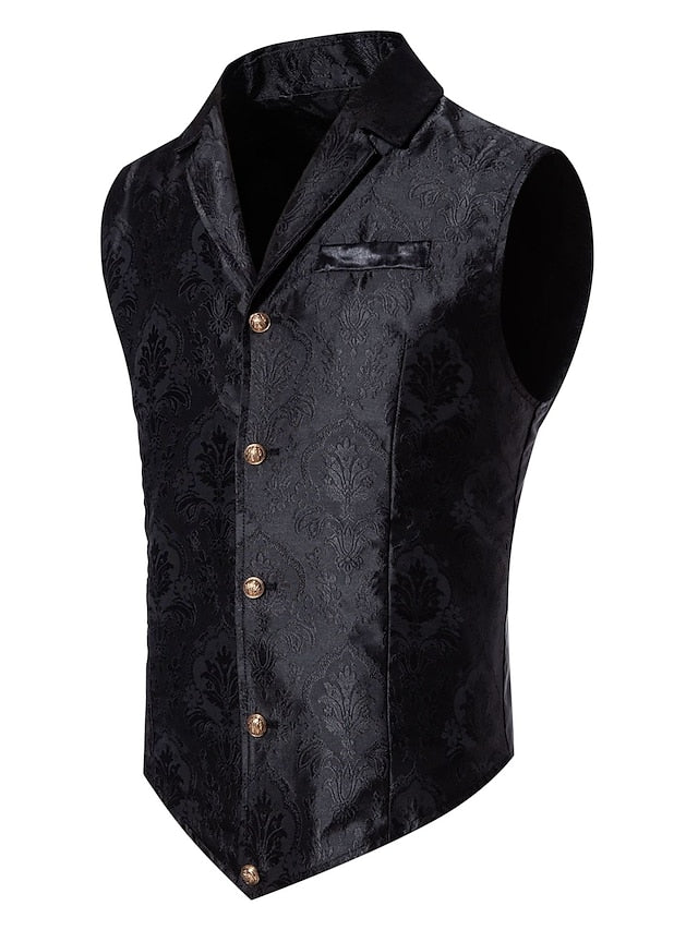 Men's Steampunk Single Breasted Five-buttons Vest Black