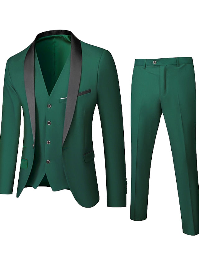 Men's Standard Fit Single Breasted One-button 3 Pieces Wedding Suits Green