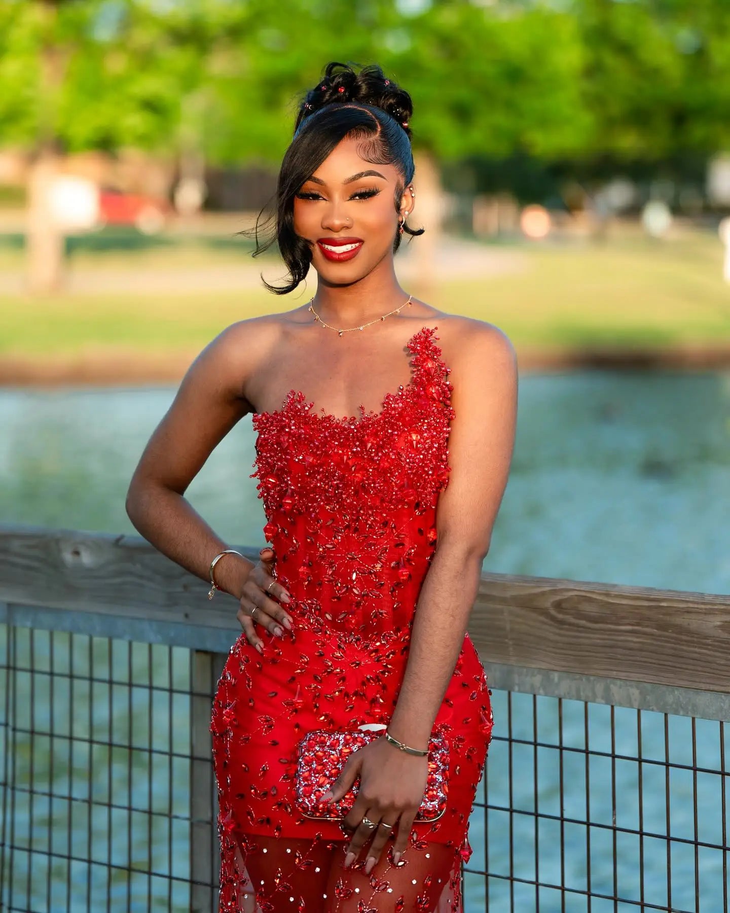Sheer Illusion Beaded Mermaid Prom Dress with 3D Florals