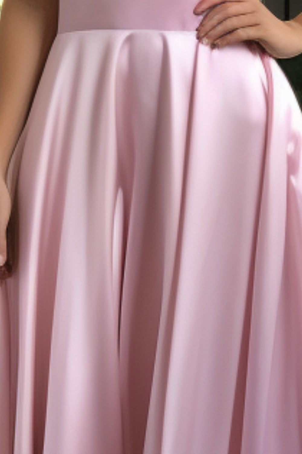 Simple Satin Light Pink Prom Gown-LLELLA