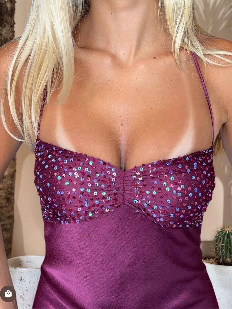 Spaghetti Straps Lace Up Satin Long Prom Dress