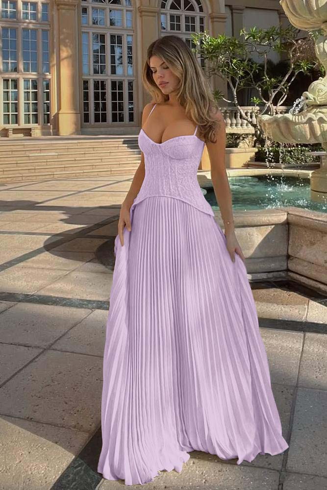 Spaghetti Strap Sleeveless Long Prom Dress With Ruffles Embroidery-LLELLA
