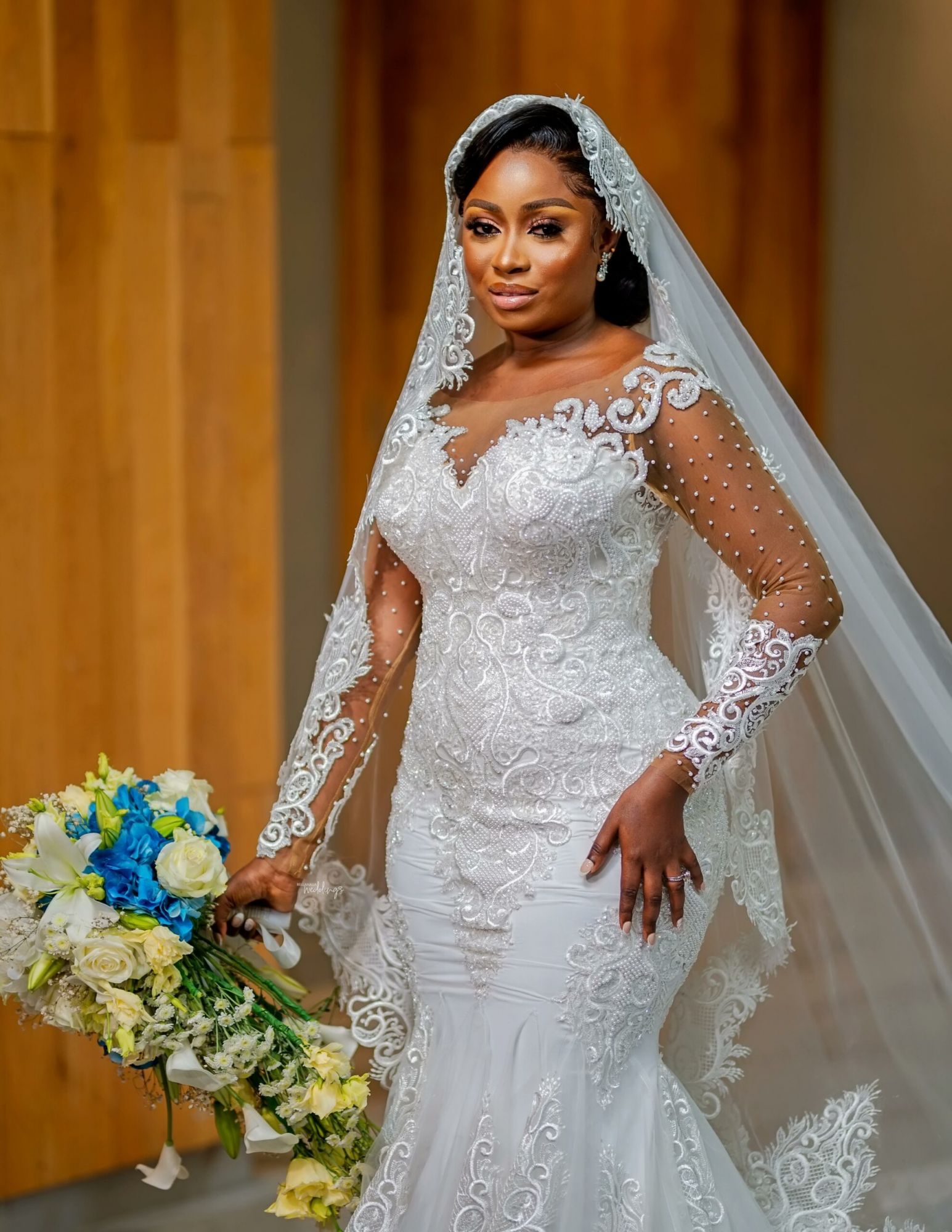 LLELLA Long Sleeves Mermaid Wedding Dress With Lace On Sale-LLELLA
