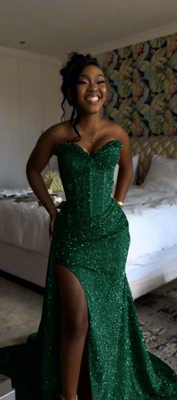 Sweetheart Sleeveless Long Mermaid Prom Dress With Split Sequin