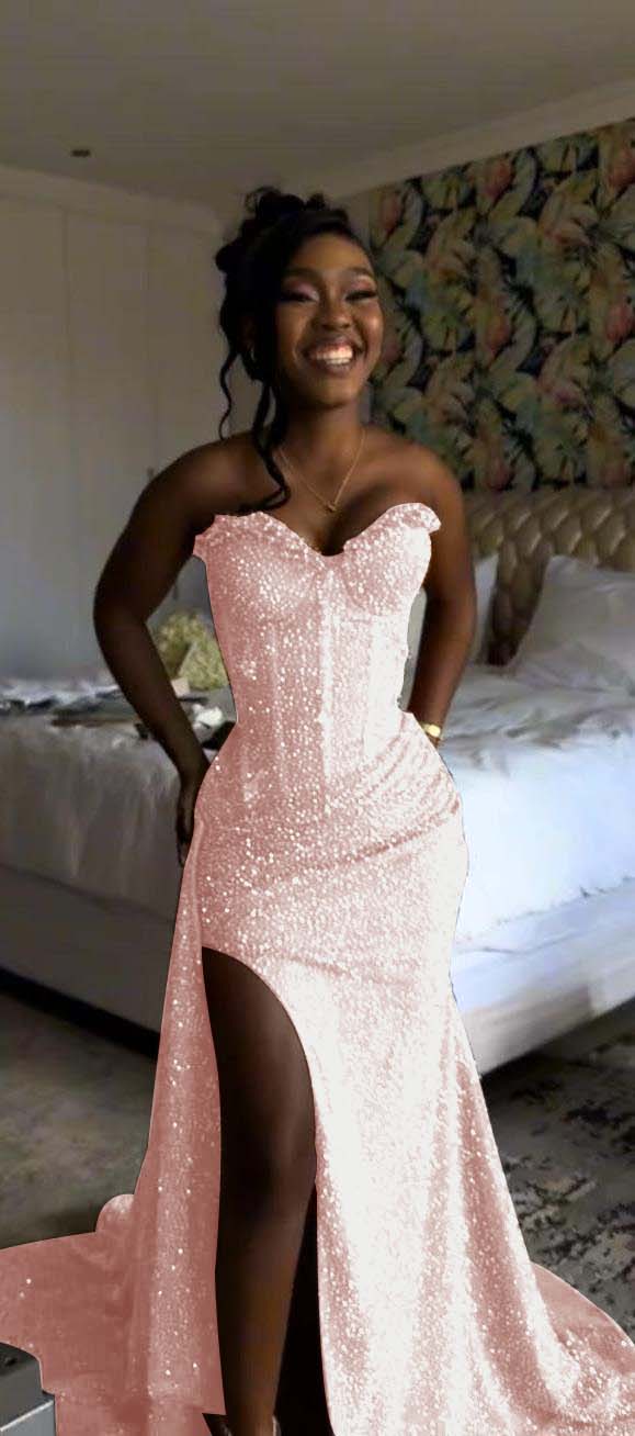 Sweetheart Sleeveless Long Mermaid Prom Dress With Split Sequin-LLELLA
