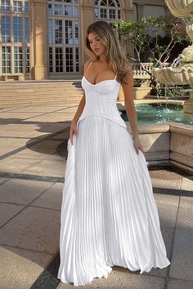 Spaghetti Strap Sleeveless Long Prom Dress With Ruffles Embroidery