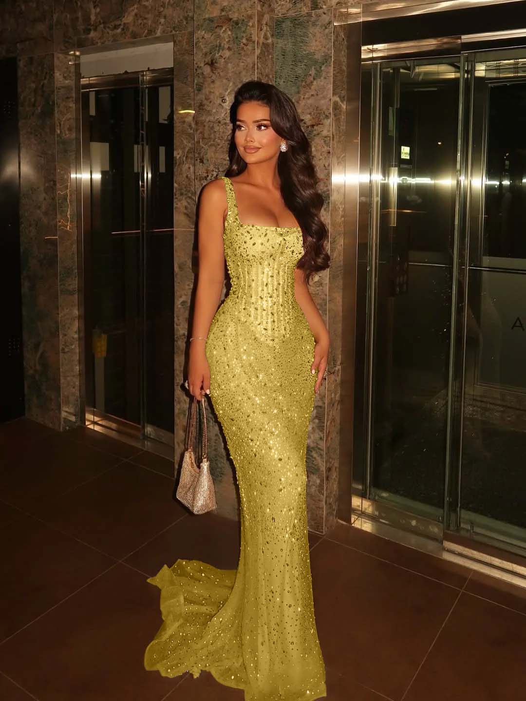 Spaghetti Strap Sleeveless Long Mermaid Prom Dress With Beading-LLELLA