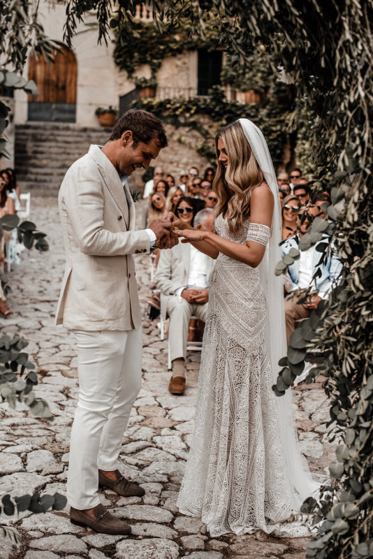 Elegant Sweetheart Lace Mermaid Boho Wedding Dresses
