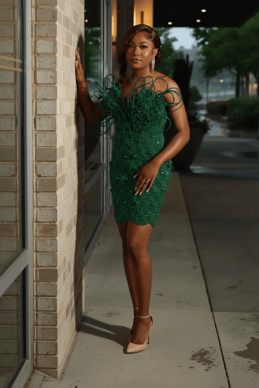 Burnt Orange Red Crystal Beaded Off-Shoulder Homecoming Mini Party Dress with Sculptural Floral Detail