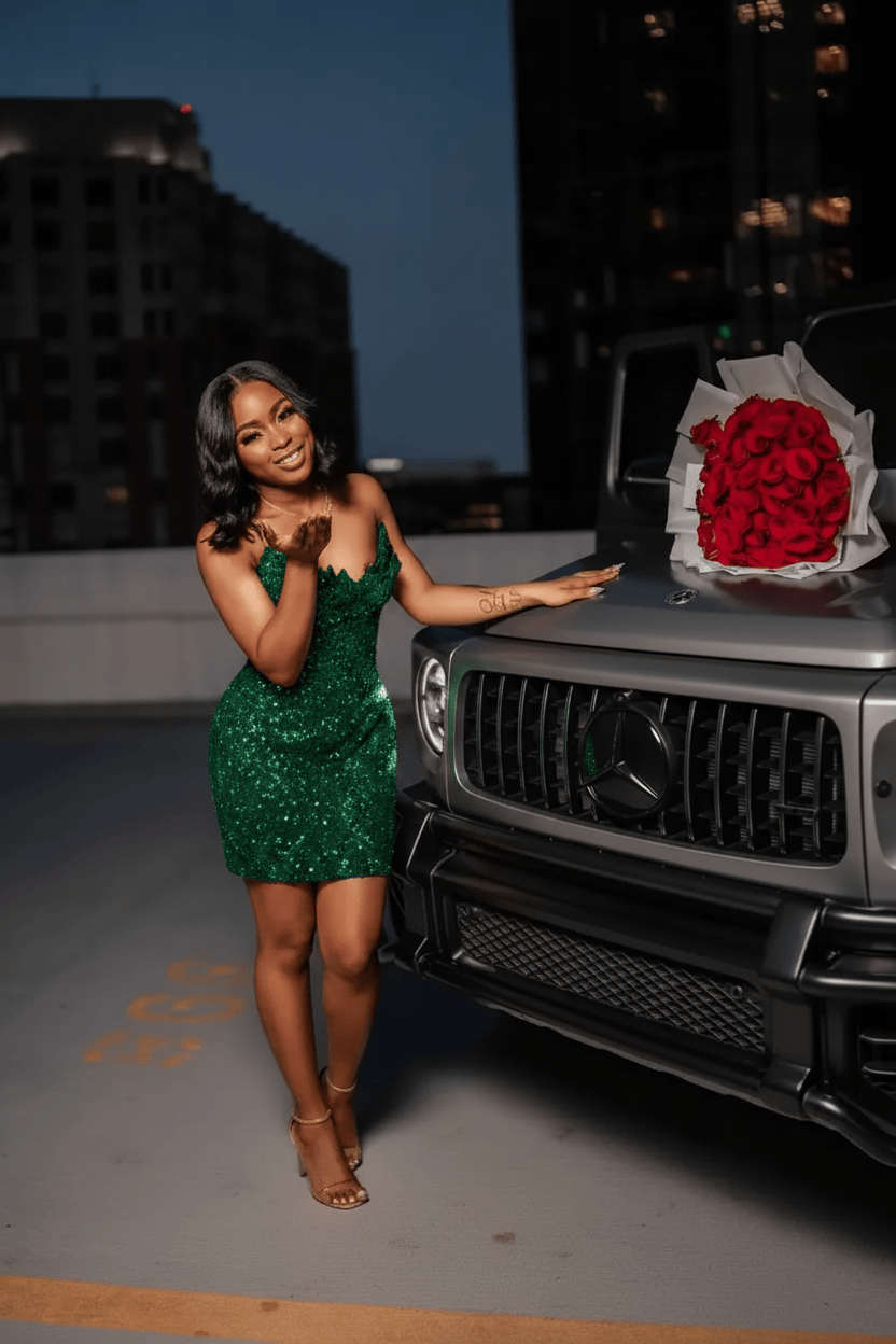 Emerald Dream Off-Shoulder Sequin Beaded Short Homecoming Dress with 3D Floral Details