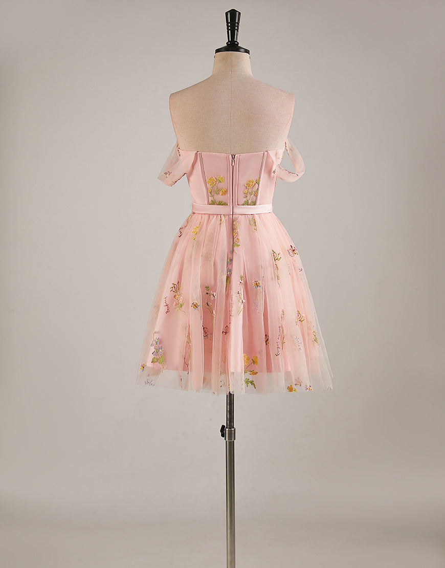 Light Pink Sweetheart Corset Homecoming Dress-LLELLA