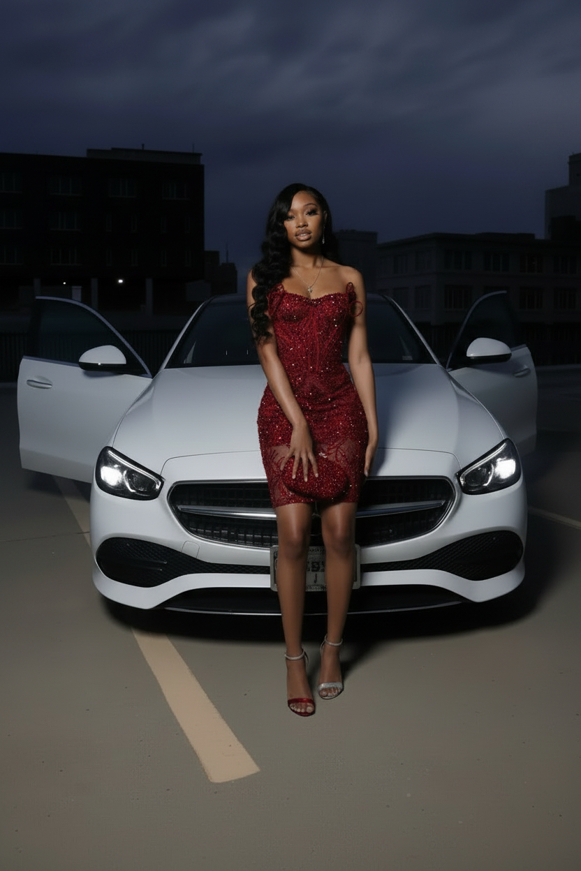 Silver Crystal Rhinestone Beaded Homecoming Dress | HC002