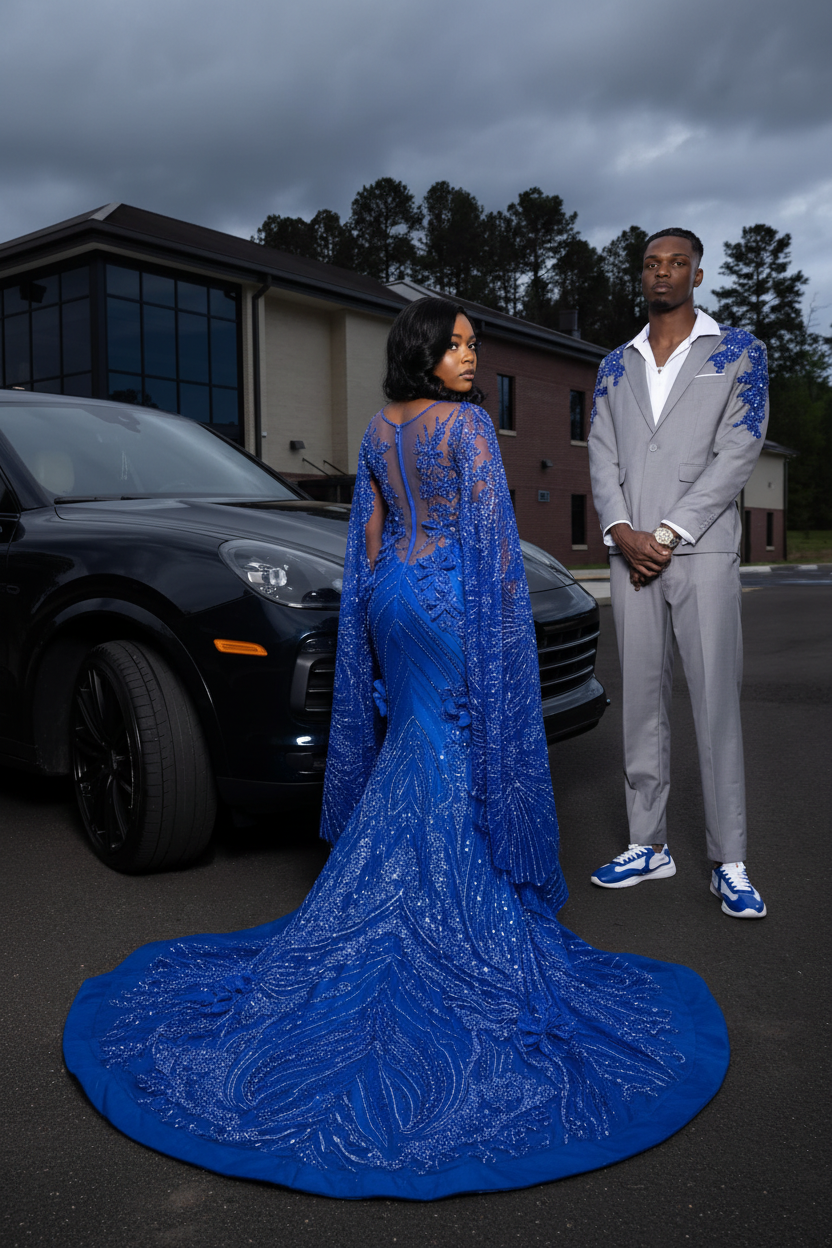 Royal Blue Sequin Mermaid Prom Dress BK4743 - Back View