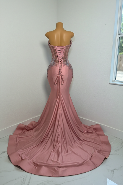 Rose Garden Dreams - Beaded Floral Mermaid Prom Dress with Ruffled Train-LLELLA