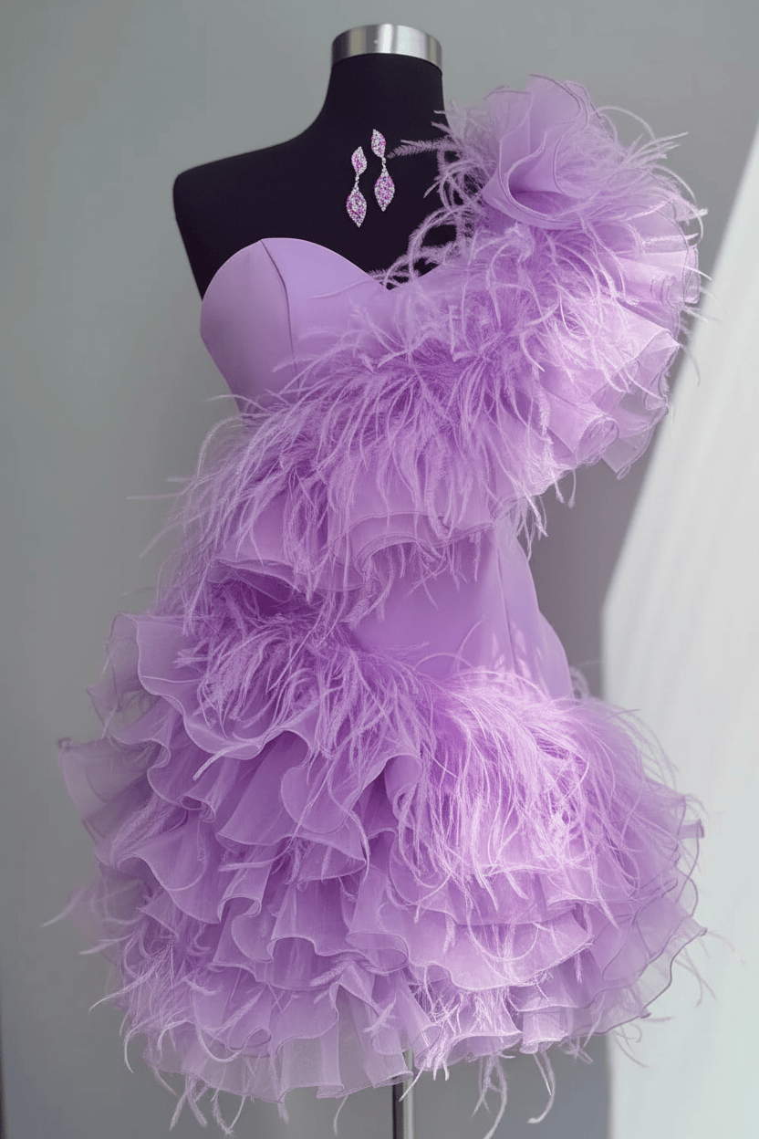 Fuchsia Sweetheart Short Homecoming Dress with Ruffles