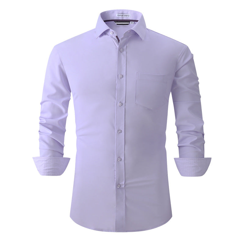 Men's Classic Long Sleeves Solid Color Shirt Purple