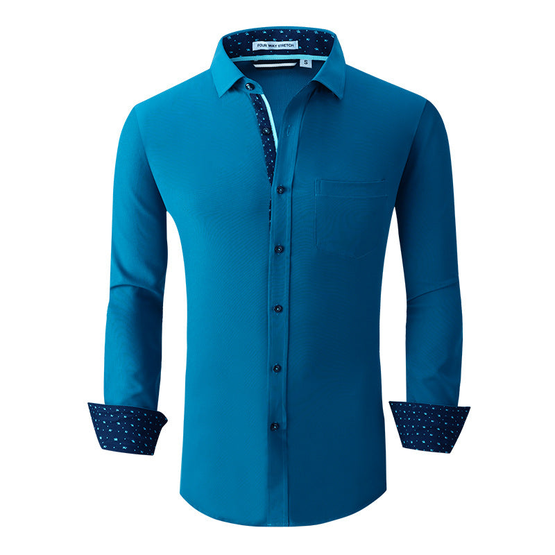 Men's Classic Long Sleeves Solid Color Shirt Dark Green