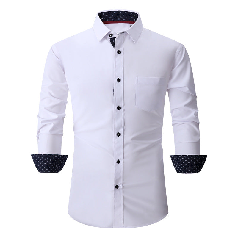 Men's Classic Long Sleeves Solid Color Shirt White
