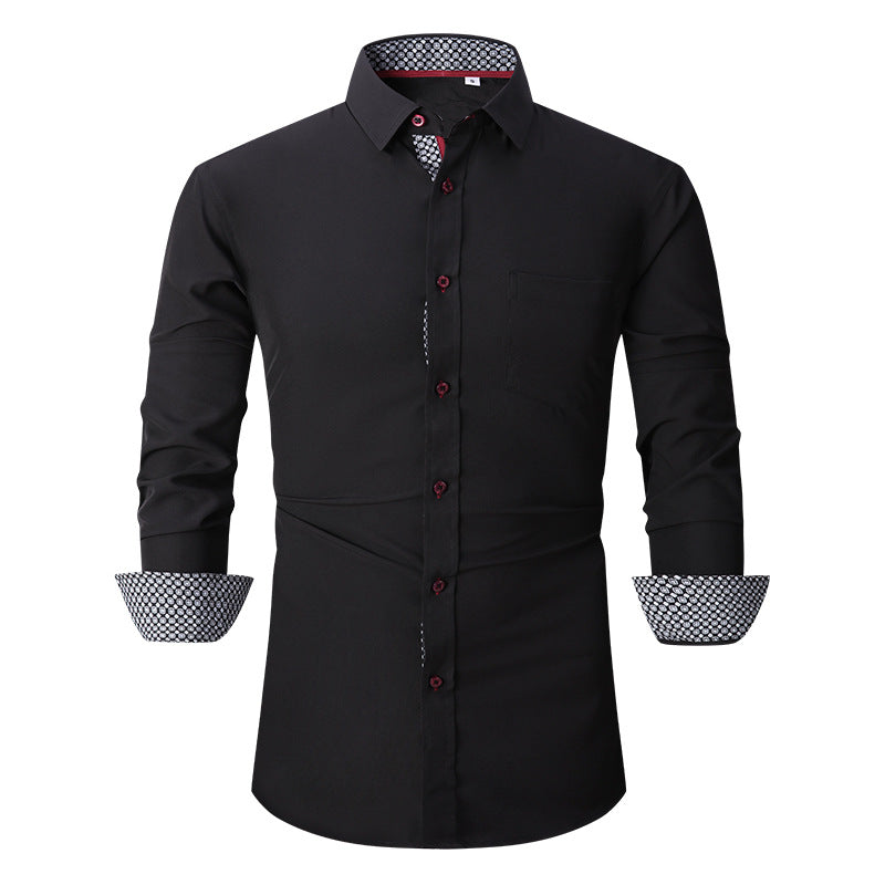 Men's Classic Long Sleeves Solid Color Shirt Black