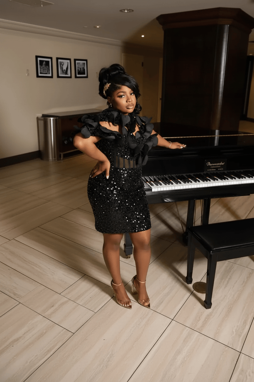 Champagne Gold 3D Sculptural Petal Off-Shoulder Sequin Mini Homecoming Dress | Short Party Dress HC054