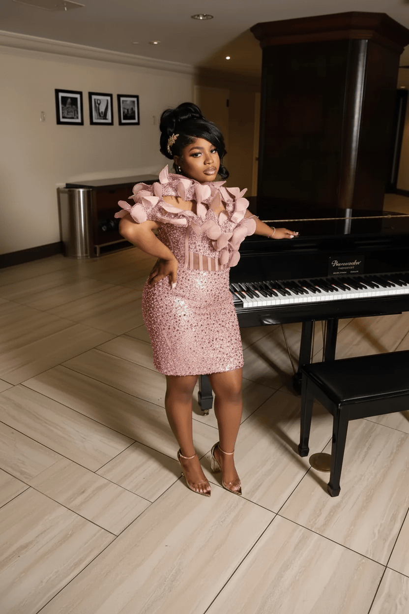 Champagne Gold 3D Sculptural Petal Off-Shoulder Sequin Mini Homecoming Dress | Short Party Dress HC054