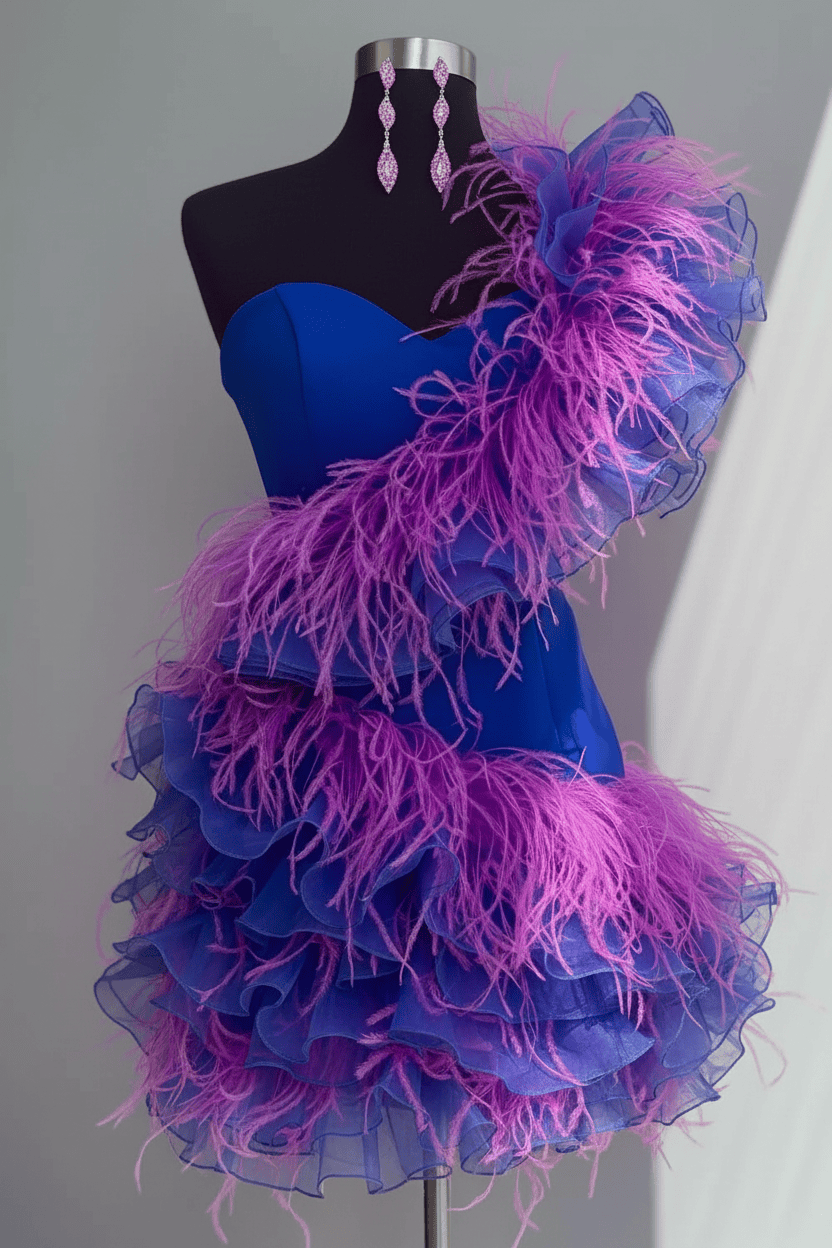 Fuchsia Sweetheart Short Homecoming Dress with Ruffles
