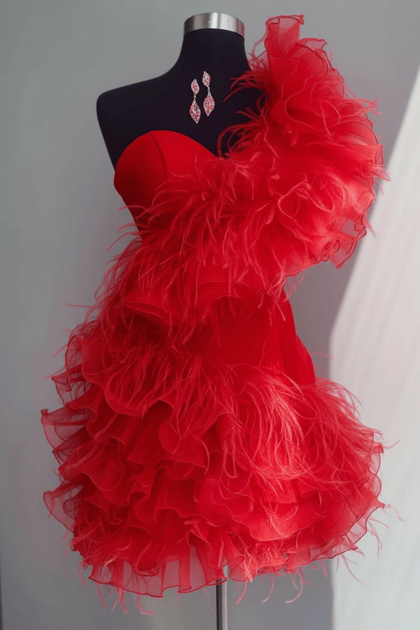 Fuchsia Sweetheart Short Homecoming Dress with Ruffles