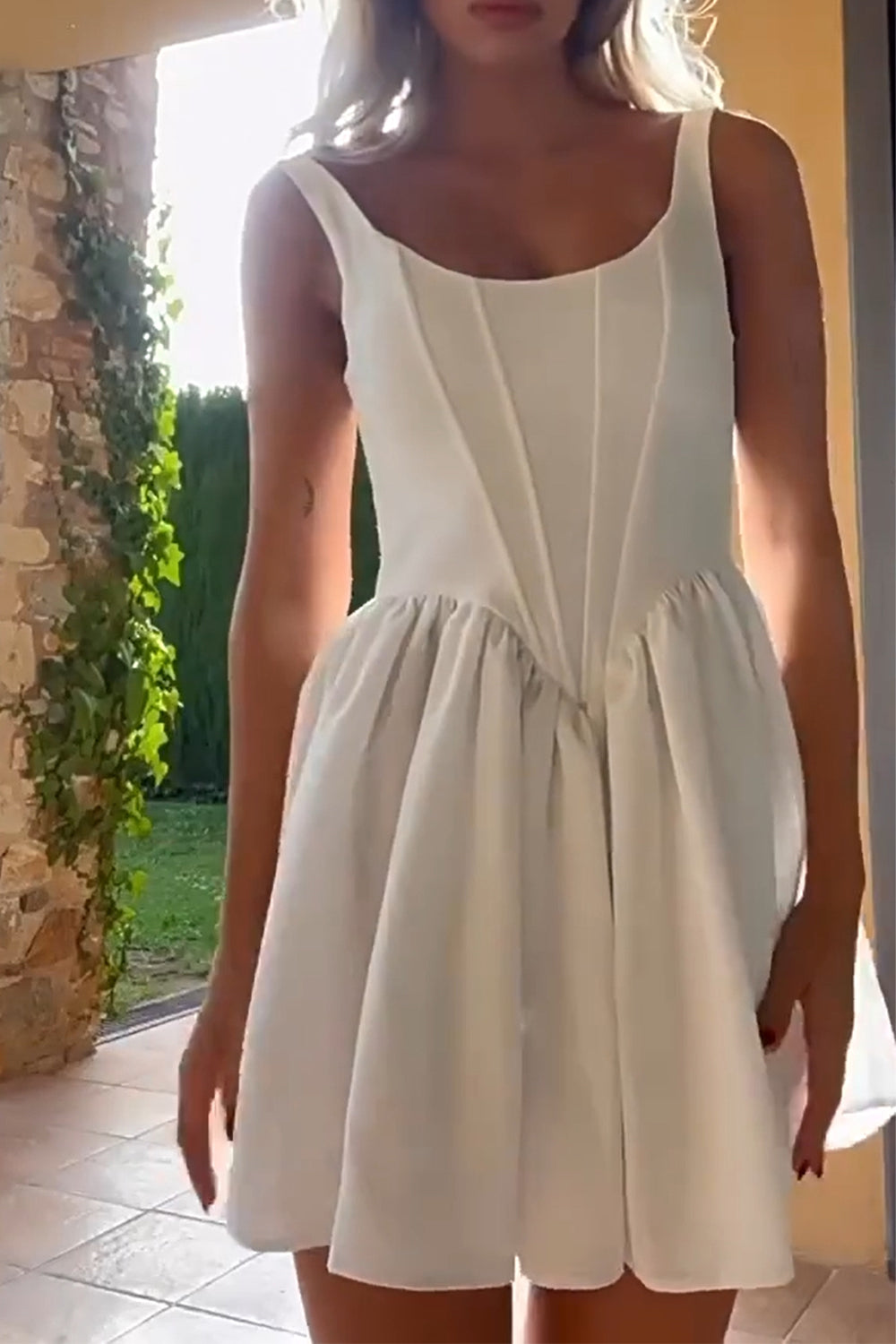 Corset White Short Dress-LLELLA