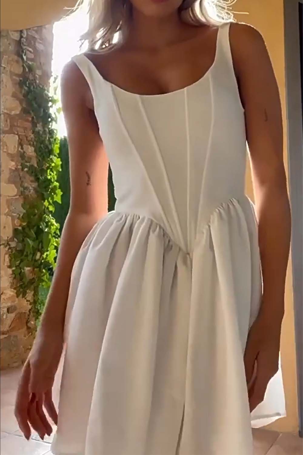 Corset White Short Dress-LLELLA
