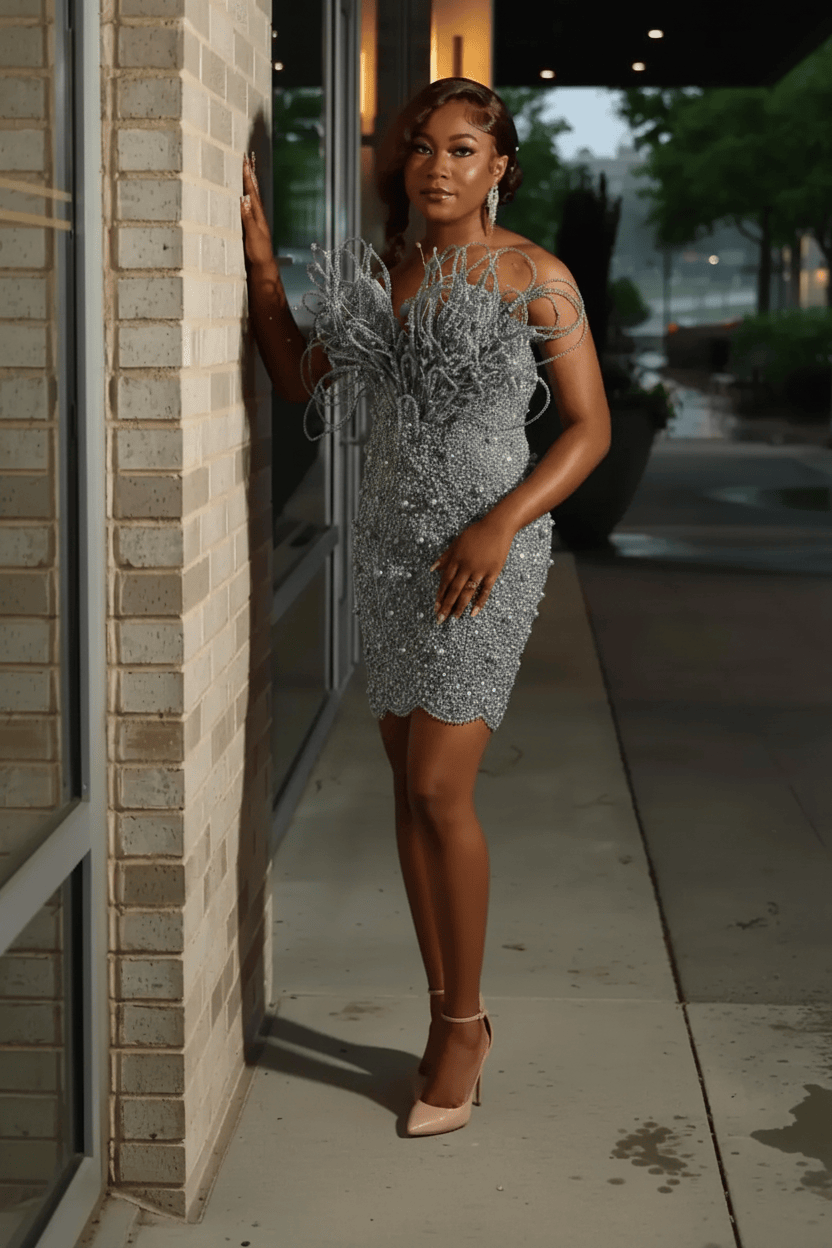 Burnt Orange Red Crystal Beaded Off-Shoulder Homecoming Mini Party Dress with Sculptural Floral Detail