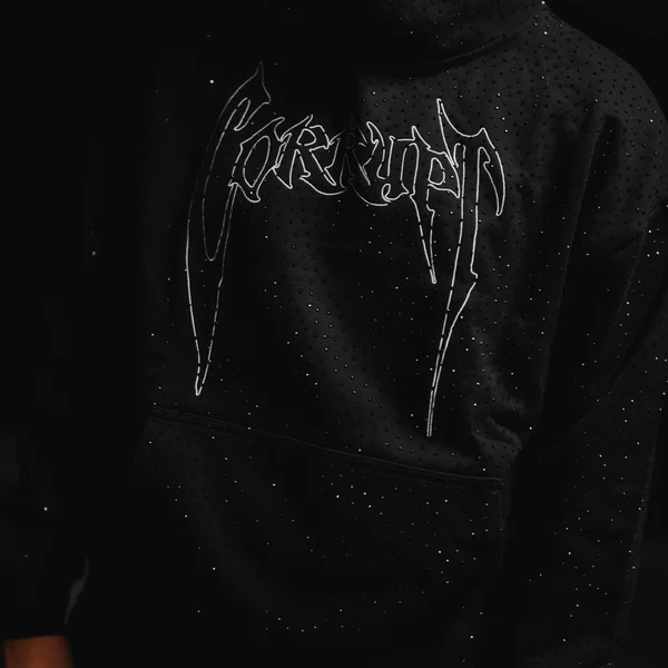 Rhinestone Design Oversized Hoodie