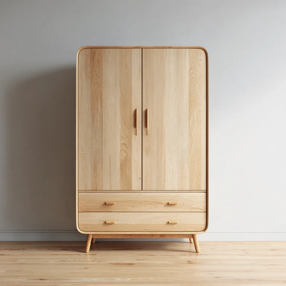 Armario de Madera Maciza 180x100x50 cm - Roble - Diseño Escandinavo