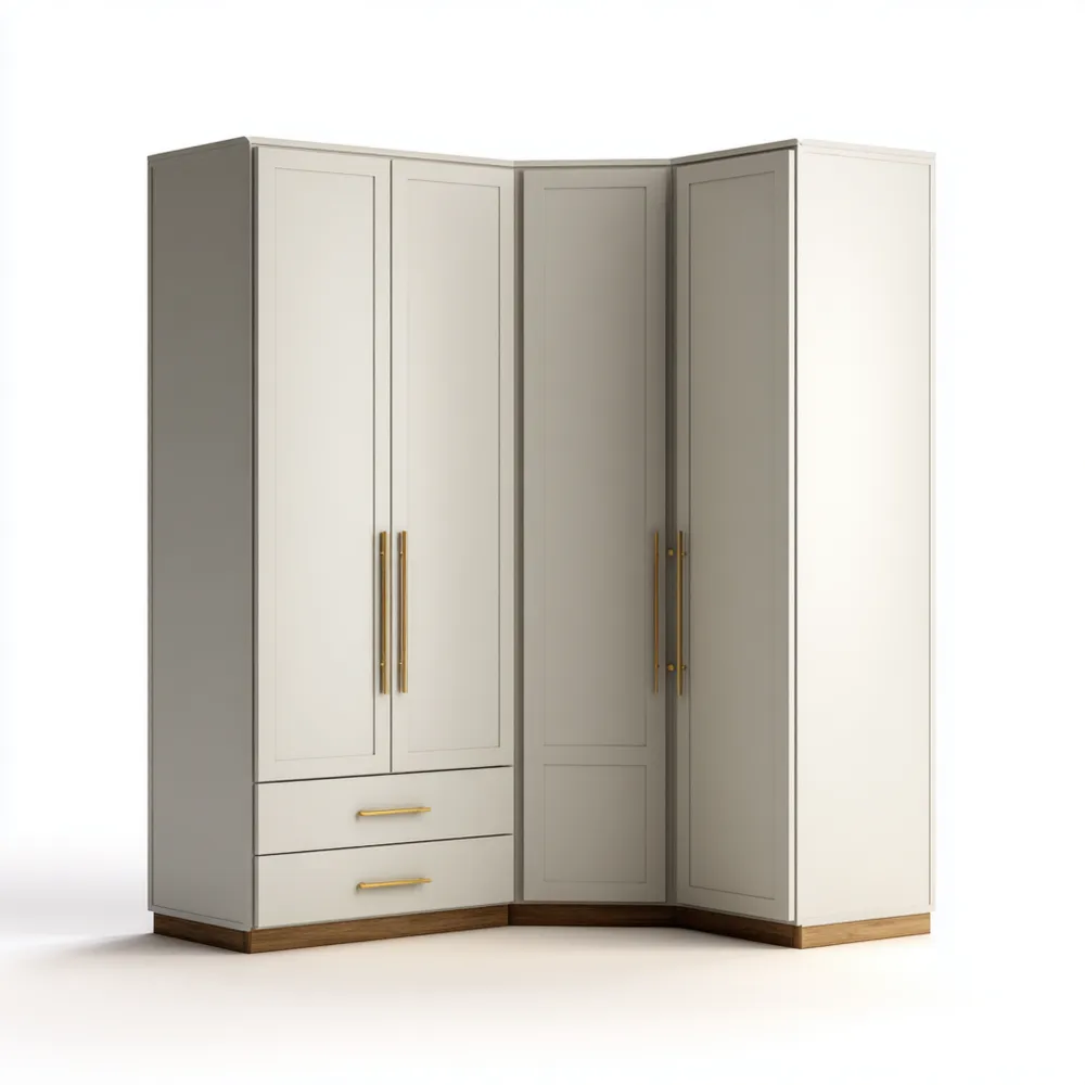 Armario Esquinero de Madera 180x200x60 cm - Blanco - Estilo Moderno